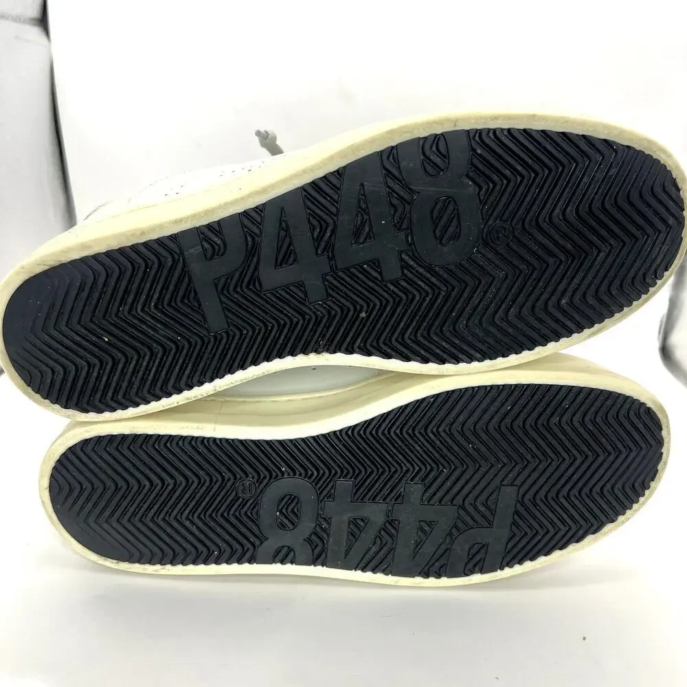 P448 John Sneaker White Leather Perforated Logo Gray Suede Lace Up 38